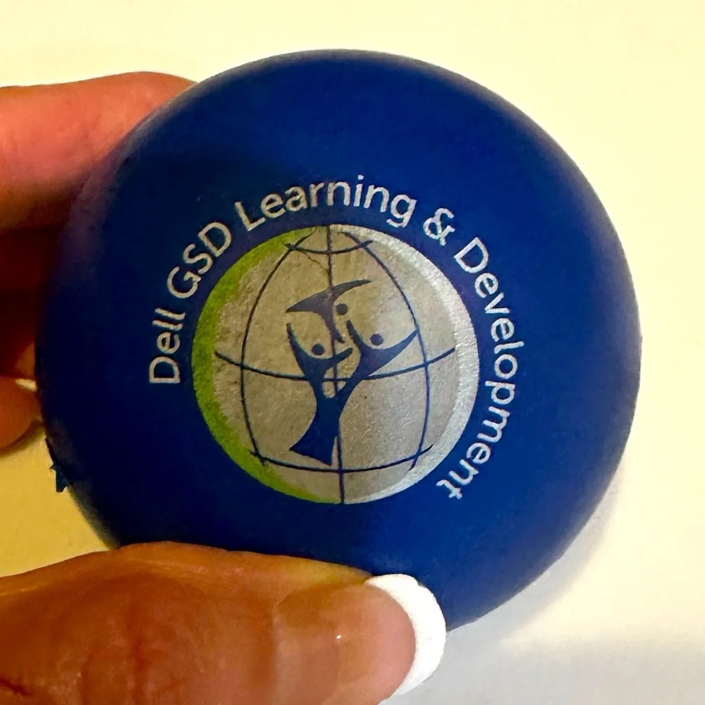 DELL GSD LEARNING & DEVELOPMENT CUSTOM LOGO COLLECTIBLE BLUE BALL BOUNCY 2.5”